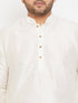 Vastramay Men's Plus Size Cream Silk Blend Curved Kurta Dhoti Set